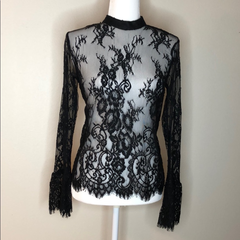 Black Sheer Lace Top 🔥